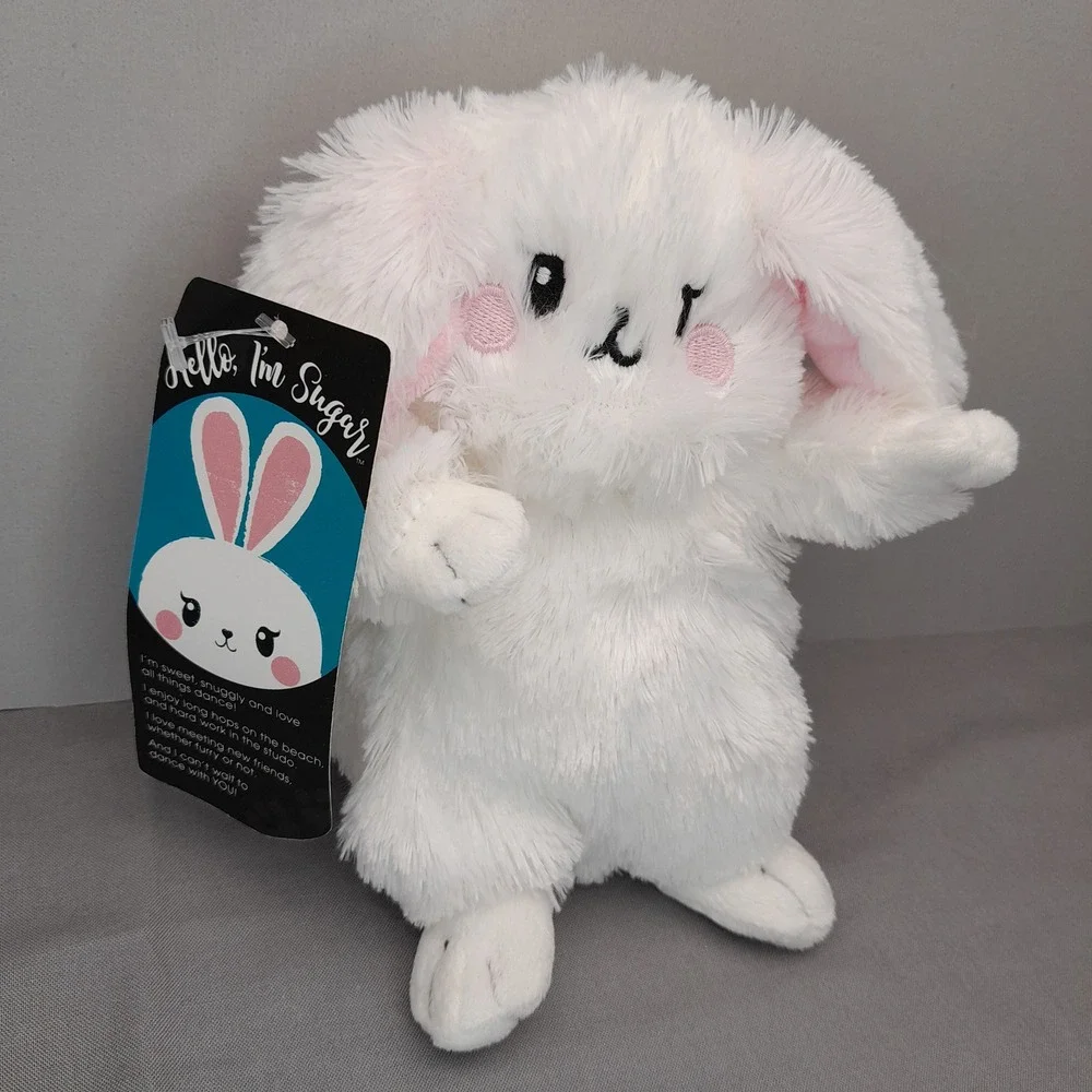 Hello I'm Sugar Bunny Plush White Rabbit Stuffed Animal 7 inch New with Tags